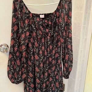Floral Black and Red Women's Top
